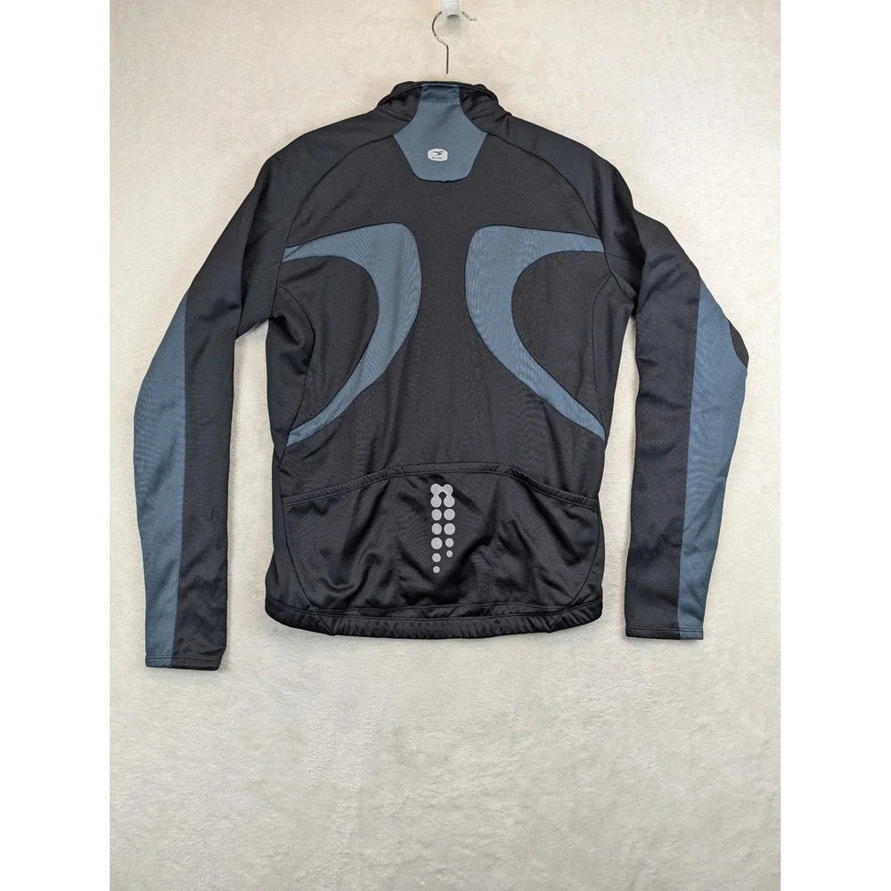 SUGOI Hotshot 3 Cycling Jersey Mens M Full Zip Long Sleeve Blue Black Pockets